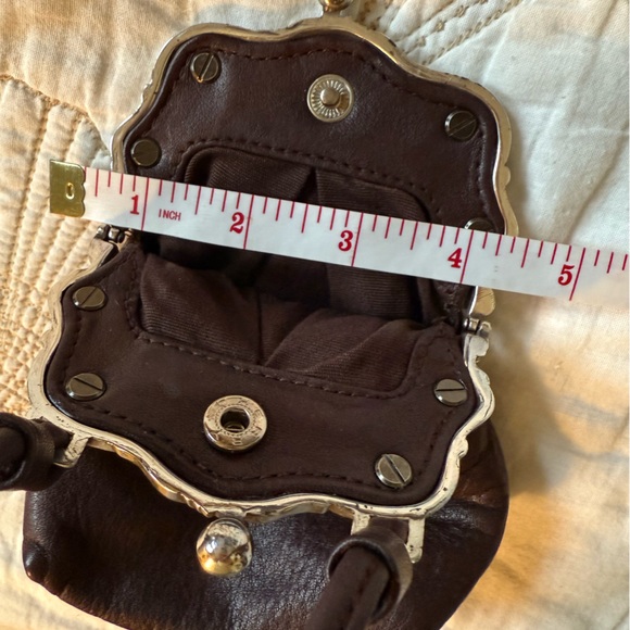 Vintage Leather Kiss Lock Mini Crossbody Bag | Boho Brown Purse - Picture 10 of 10